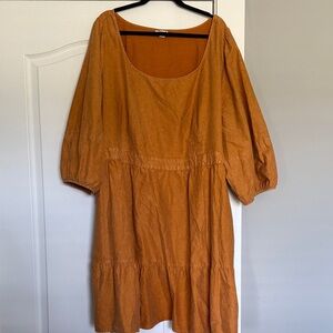 Ava & Viv Terracotta faux suede Long Sleeve Dress with tie in the back. 3X